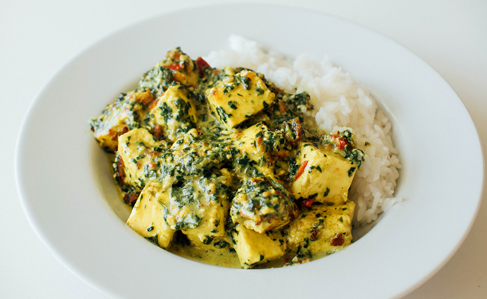 Vegansk saag paneer