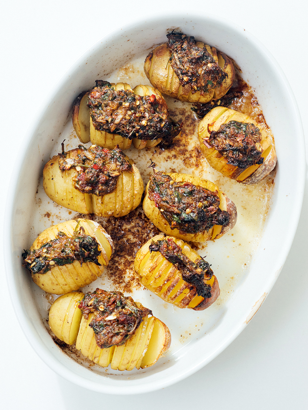 Spicy hasselback-poteter