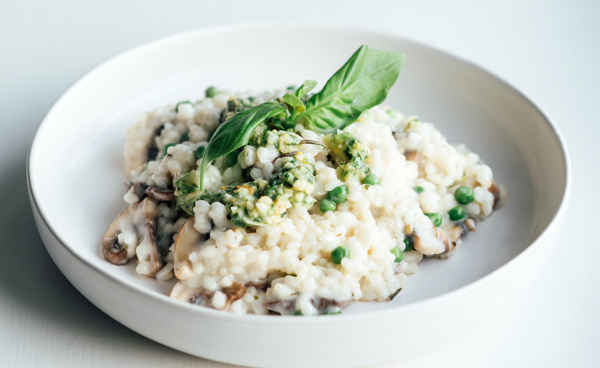 vegansk risotto med sopp og erter