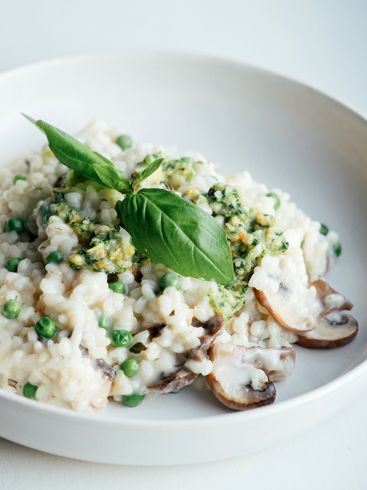 Kremet risotto med sopp og erter