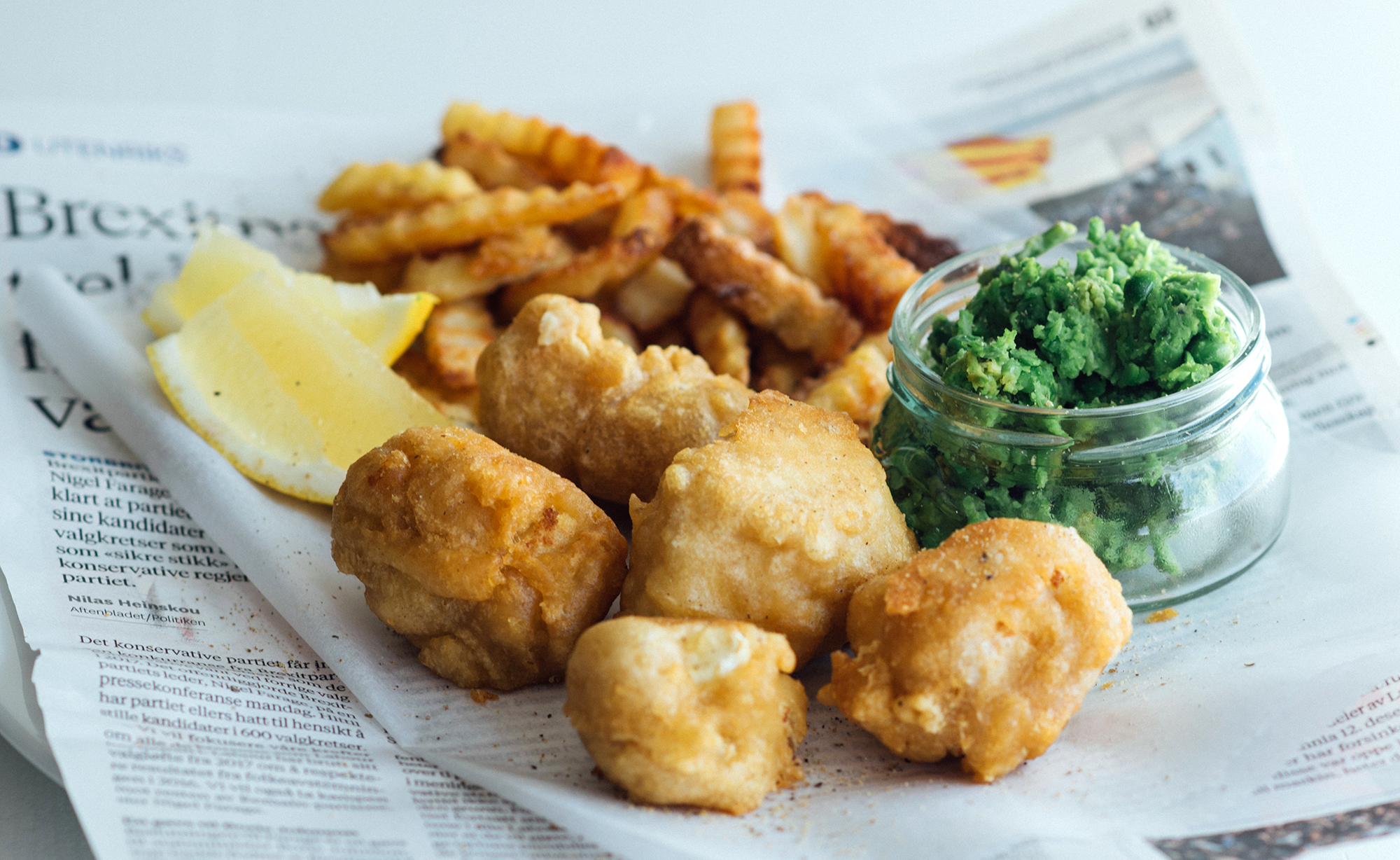 vegansk fish n chips med blomkål