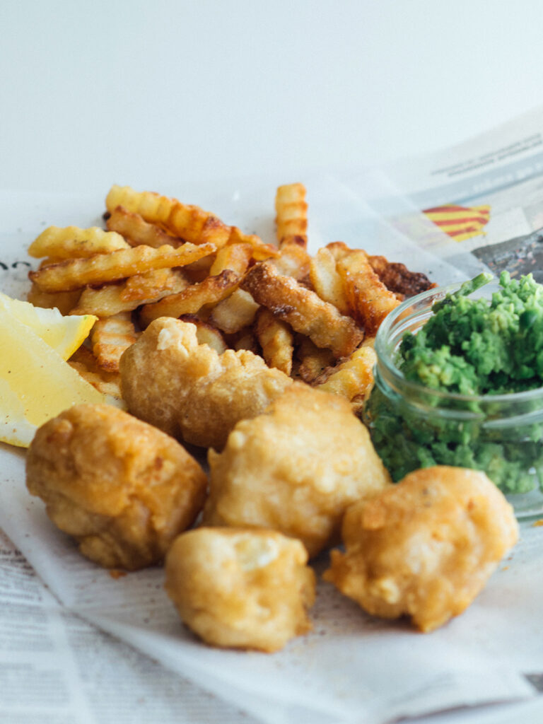 vegansk fish n chips med blomkål