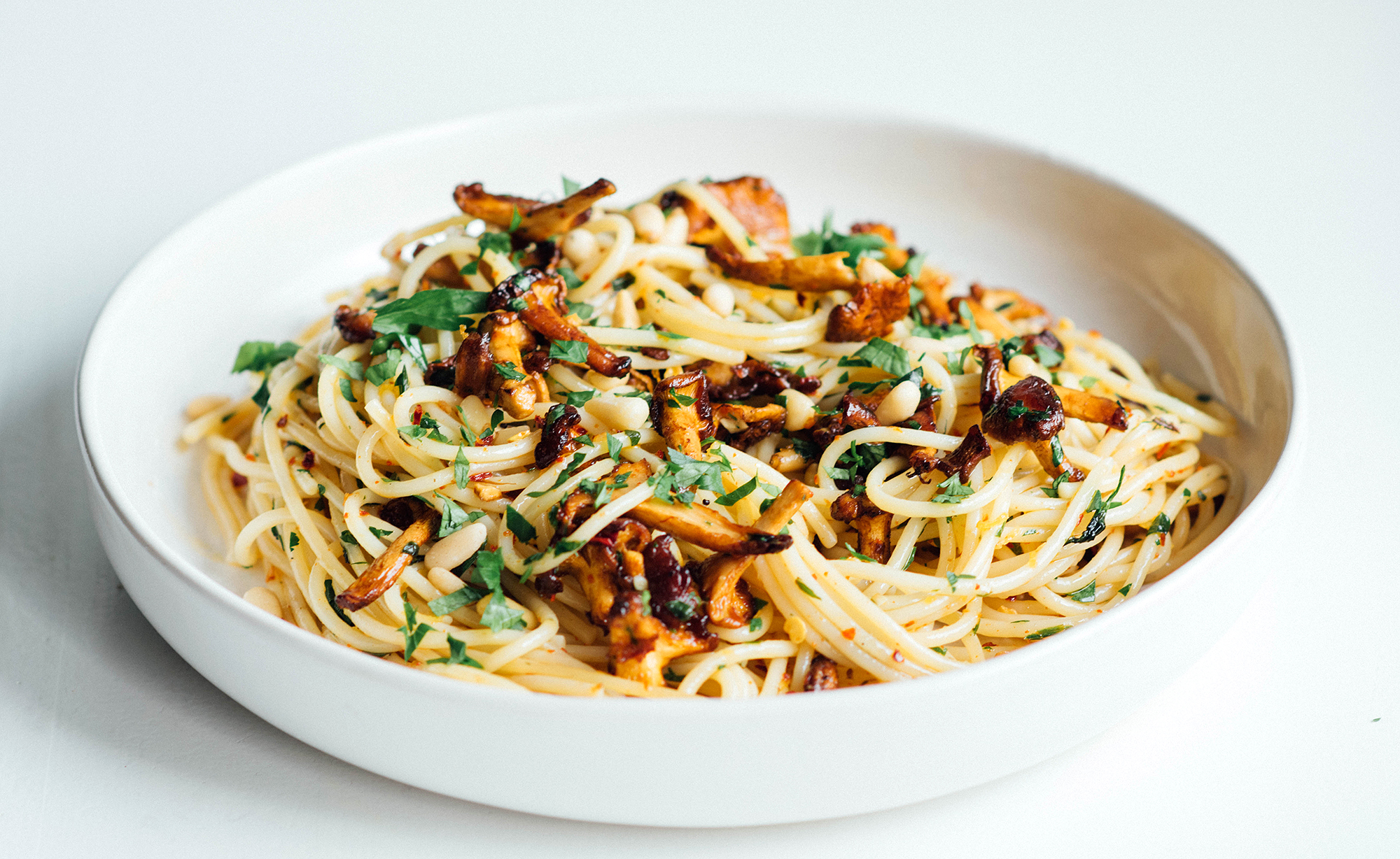 pasta med kantarell vegansk